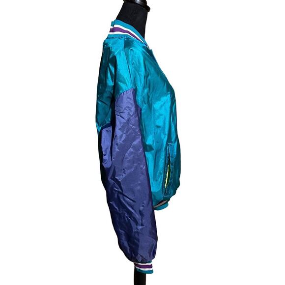 Vintage MVP Corp Blue and Purple Satin Sports Jacket Women's S Small - Picture 4 of 7